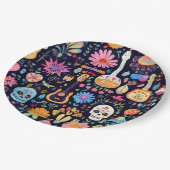 カラフルDia de los muertosパターン ペーパープレート (アングル)