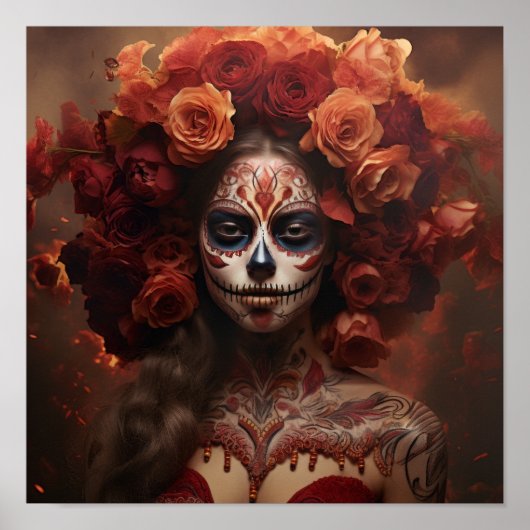 カラフルDia de los Muertosポスター |デ日 ポスター (正面)