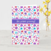 カラフルDitsyフローラ年齢別第94誕生日 カード (黄色い花)