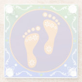 カラフルDiwali Rangoli（フットプリント） ガラスコースター (裏面)