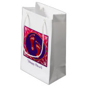 カラフルDiwali Rangoli（フットプリント） スモールペーパーバッグ (裏面アングル)