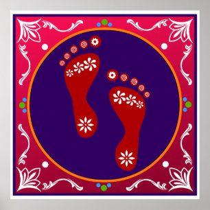 カラフルDiwali Rangoli(フットプリント) ポスター