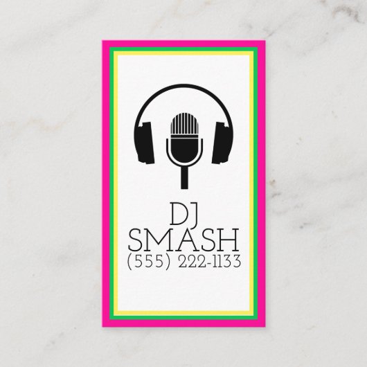 カラフルDJミュージシャンミュージックスタジオカード 名刺 (正面)