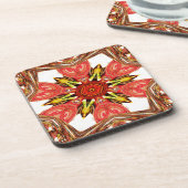 カラフルdoodle floraハートシームレスstar.jpg コースター (左側)