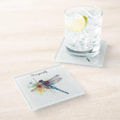 カラフルDragonflyのカスタマイズ ガラスコースター (アングル)