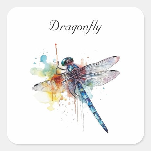 カラフルDragonflyのカスタマイズ スクエアシール (正面)