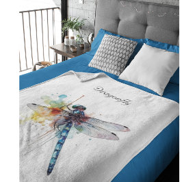 カラフルDragonflyのカスタマイズ フリースブランケット