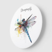 カラフルDragonflyのカスタマイズ ラージ壁時計 (傾斜)