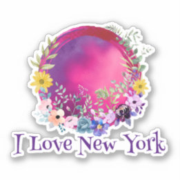 カラフルEarth I Love New Yorkステッカー シール