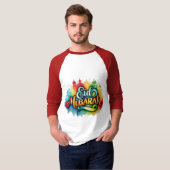 「カラフルEID MUBARAK」手描きTシャツ – セレブ Tシャツ (正面フル)