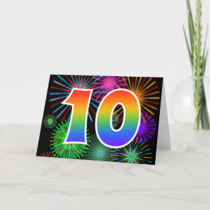 カラフルFireworks +レインボーパターン「10」イベント番号 カード