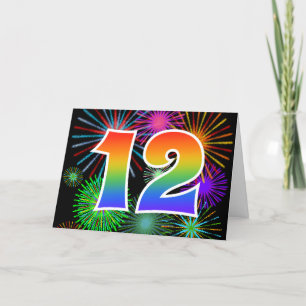 カラフルFireworks +レインボーパターン「12」イベント番号 カード