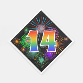 カラフルFireworks +レインボーパターン「14」イベント番号 スタンダードランチョンナプキン