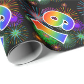カラフルFireworks +レインボーパターン「19」イベント番号 ラッピングペーパー (ロールコーナー)