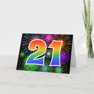 カラフルFireworks +レインボーパターン「21」イベント番号 カード
