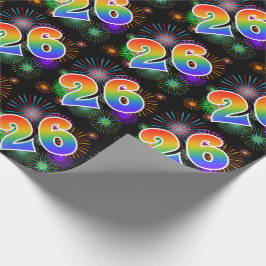 カラフルFireworks +レインボーパターン「26」イベント番号 ラッピングペーパー