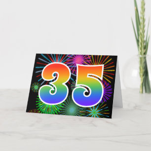 カラフルFireworks +レインボーパターン「35」イベント番号 カード