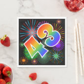 カラフルFireworks +レインボーパターン「43」イベント番号 スタンダードランチョンナプキン (インサイチュ)