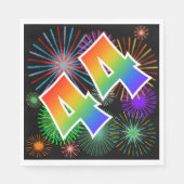カラフルFireworks +レインボーパターン「44」イベント番号 スタンダードランチョンナプキン (正面)