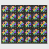 カラフルFireworks +レインボーパターン「46」イベント番号 ラッピングペーパー (フラット)