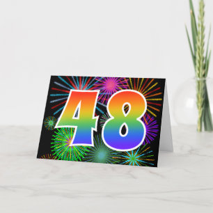 カラフルFireworks +レインボーパターン「48」イベント番号 カード