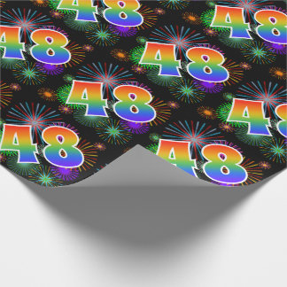 カラフルFireworks +レインボーパターン「48」イベント番号 ラッピングペーパー