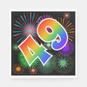 カラフルFireworks +レインボーパターン「49」イベント番号 スタンダードランチョンナプキン (正面)