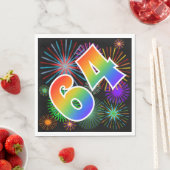 カラフルFireworks +レインボーパターン「64」イベント番号 スタンダードランチョンナプキン (インサイチュ)