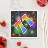 カラフルFireworks +レインボーパターン「71」イベント番号 スタンダードランチョンナプキン (インサイチュ)
