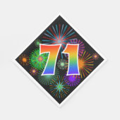 カラフルFireworks +レインボーパターン「71」イベント番号 スタンダードランチョンナプキン (角)