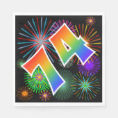 カラフルFireworks +レインボーパターン「74」イベント番号 スタンダードランチョンナプキン (正面)