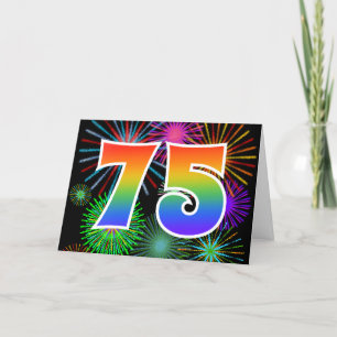 カラフルFireworks +レインボーパターン「75」イベント番号 カード