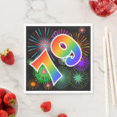 カラフルFireworks +レインボーパターン「79」イベント番号 スタンダードランチョンナプキン (インサイチュ)