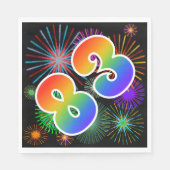 カラフルFireworks +レインボーパターン「83」イベント番号 スタンダードランチョンナプキン (正面)