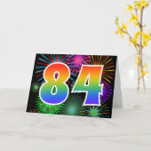カラフルFireworks +レインボーパターン「84」イベント番号 カード (黄色い花)