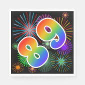 カラフルFireworks +レインボーパターン「89」イベント番号 スタンダードランチョンナプキン (正面)