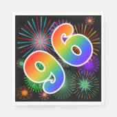 カラフルFireworks +レインボーパターン「96」イベント番号 スタンダードランチョンナプキン (正面)