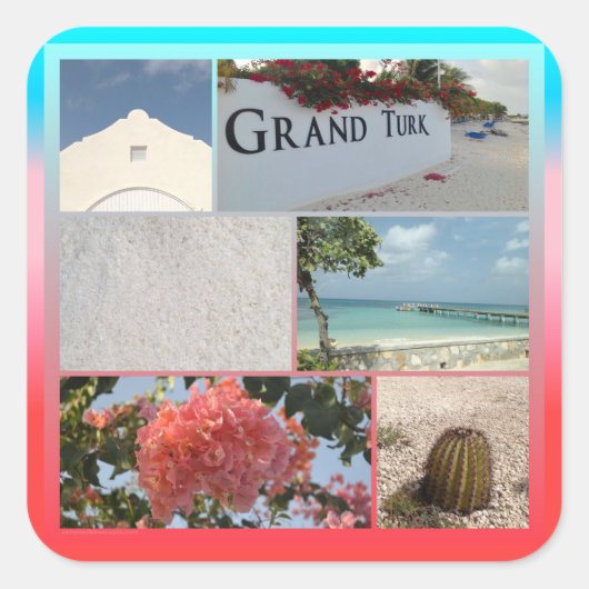 カラフルGrand Turk Photo Collage スクエアシール (正面)