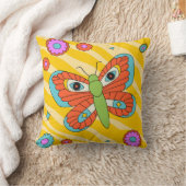 カラフルGroovy Butterflyとデイジー クッション (ブランケット)