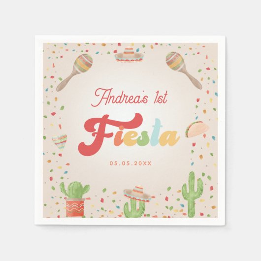 カラフルGroovy Fiesta誕生日男女兼用 スタンダードカクテルナプキン (正面)