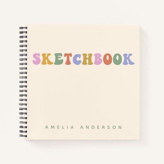 カラフルGroovy Sketchbook名 ノートブック (正面)