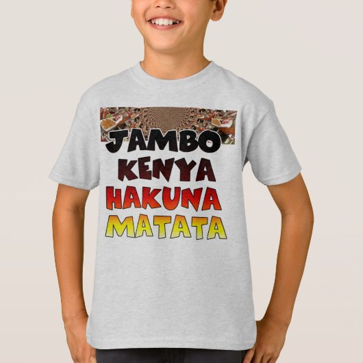 カラフルHakuna Matata:ケニアのお祝い Tシャツ (正面)