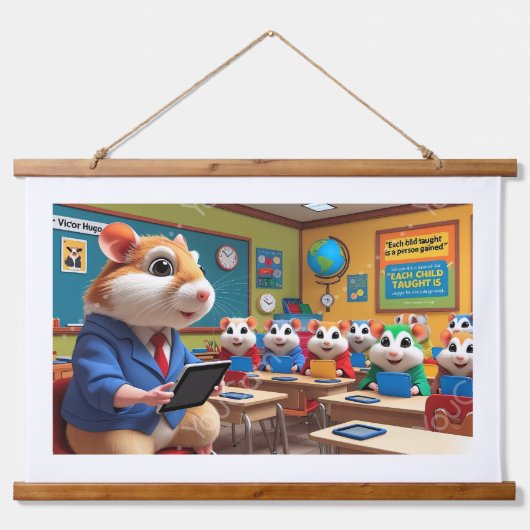 カラフルHamster Classroom Wall Tapestry - Back to 吊り下げ型タペストリー (正面)