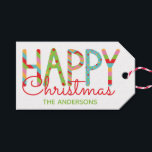 カラフルHappy Christmasパーソナライズされた Giftラベル ギフトタグ<br><div class="desc">PreppyPrint.com -祝クリスマススタイル!これらのパーソナライズされたギフトラベルにtouchを追加。このデザインを好きな商品に移せ！アイテムのコーディネートについては、私のデザイナーストアPreppyPrint.comにアクセスして下さい。</div>