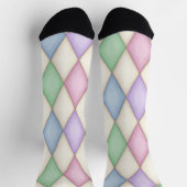 カラフルHarlequin Diamondチェックパターン ソックス (上部)