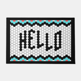 カラフルHello Tileデザイン ドアマット