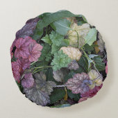カラフルHeuchera植葉物植物学 ラウンドクッション (裏面)