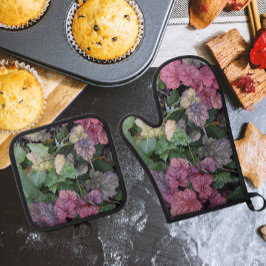 カラフルHeuchera植葉物植物学 鍋つかみ&鍋敷きセット