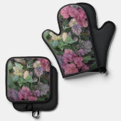 カラフルHeuchera植葉物植物学 鍋つかみ&鍋敷きセット (正面/裏面)