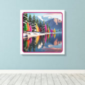カラフルHoliday Reflections by the Lake キャンバスプリント (インサイチュ (ウッドフロア))